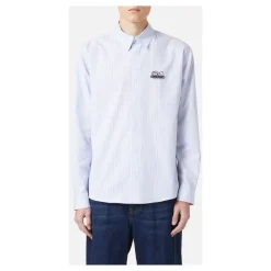 Heren Iceberg Regular fit witte en e gestreepte popeline overhemd met Snoopy borduursel en metallic detail