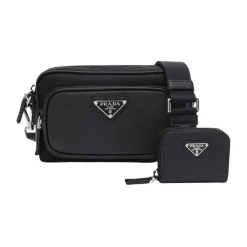 Heren Prada Tassen^Re-Nylon en Saffiano Leren Schoudertas