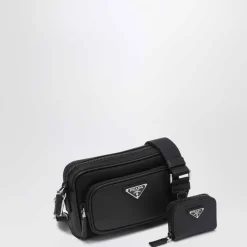 Heren Prada Tassen^Re-Nylon en Saffiano Leren Schoudertas