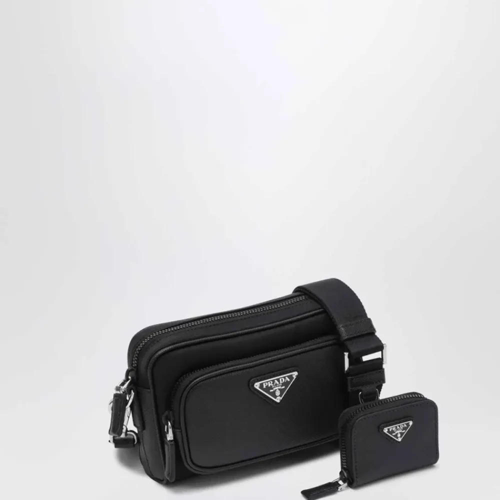 Heren Prada Tassen^Re-Nylon en Saffiano Leren Schoudertas