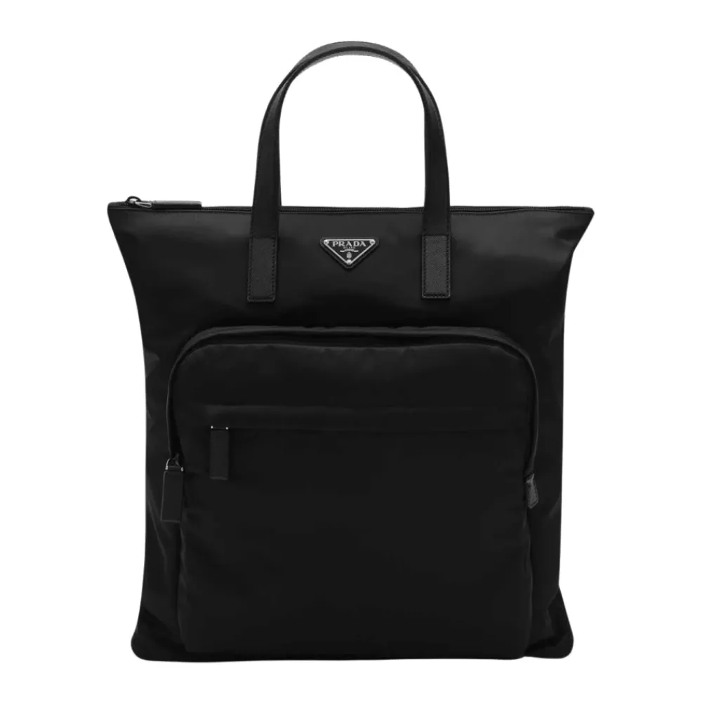 Heren Prada Re-Nylon en Saffiano-leren tote bag