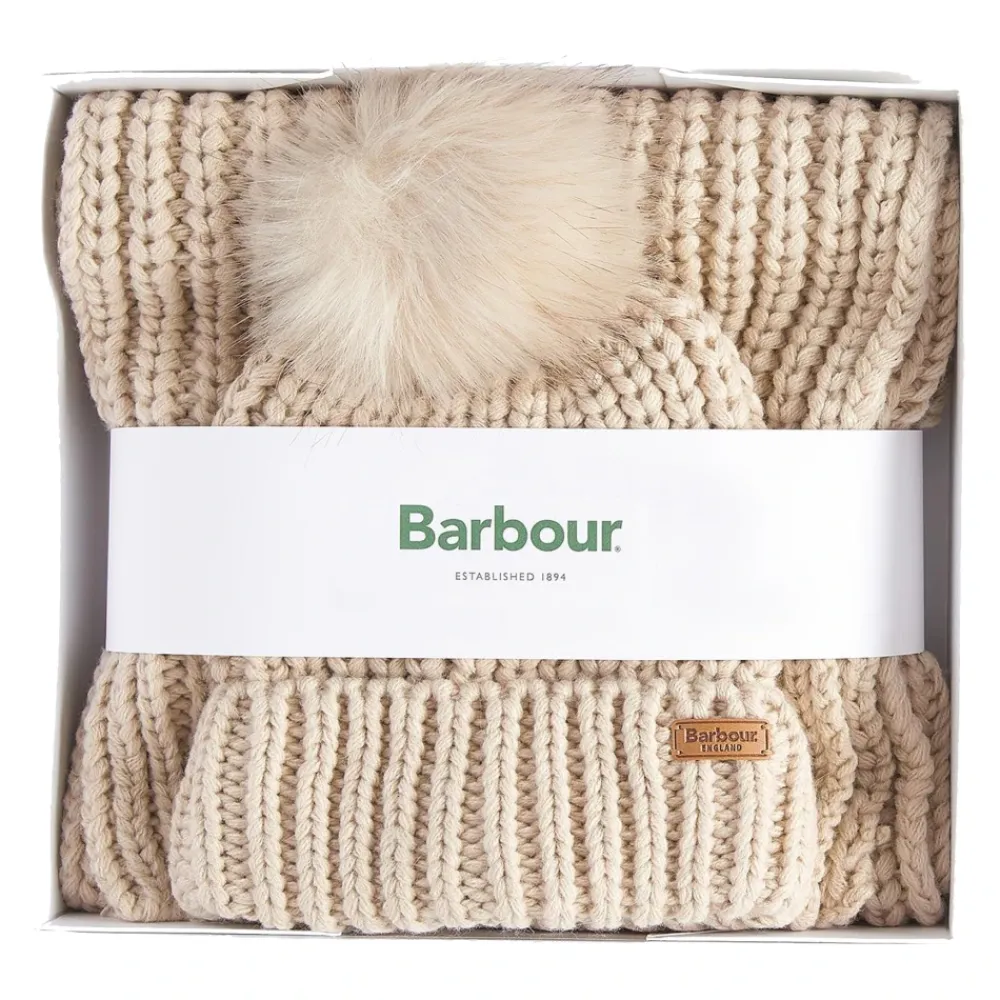 Barbour Bodysuits & Sets^Rib-gebreide muts en sjaal set
