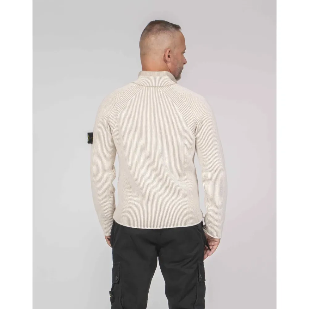 Heren Stone Island Truien & Vesten^Ribgebreide Sweater met Halve Rits
