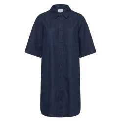 DAMES Part Two Jurken^Rinse Blue Denim Jurk met Korte Mouwen