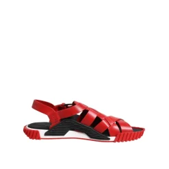 Heren Dolce & Gabbana Rode en Zwarte Leren Enkelband Sandalen