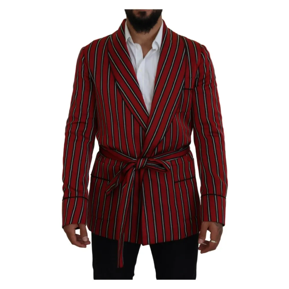 Heren Dolce & Gabbana Kostuums^Rode Gestreepte Robe Blazer