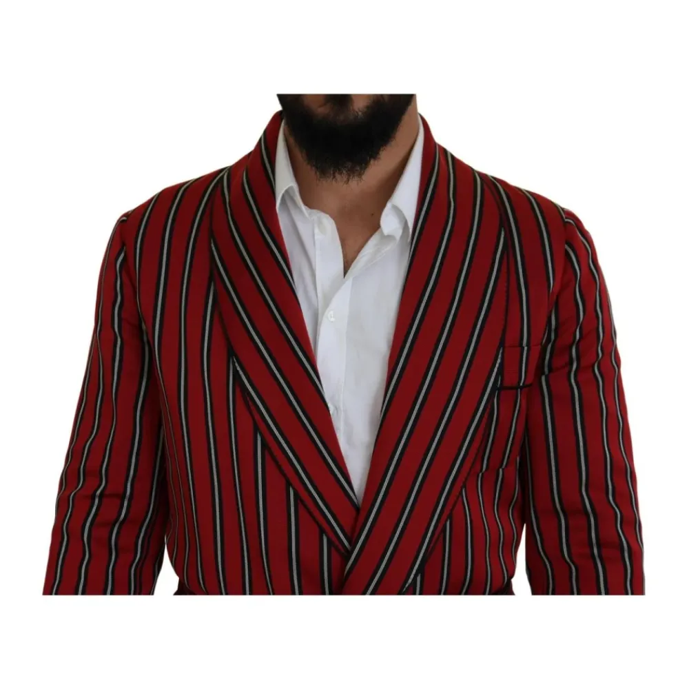 Heren Dolce & Gabbana Kostuums^Rode Gestreepte Robe Blazer