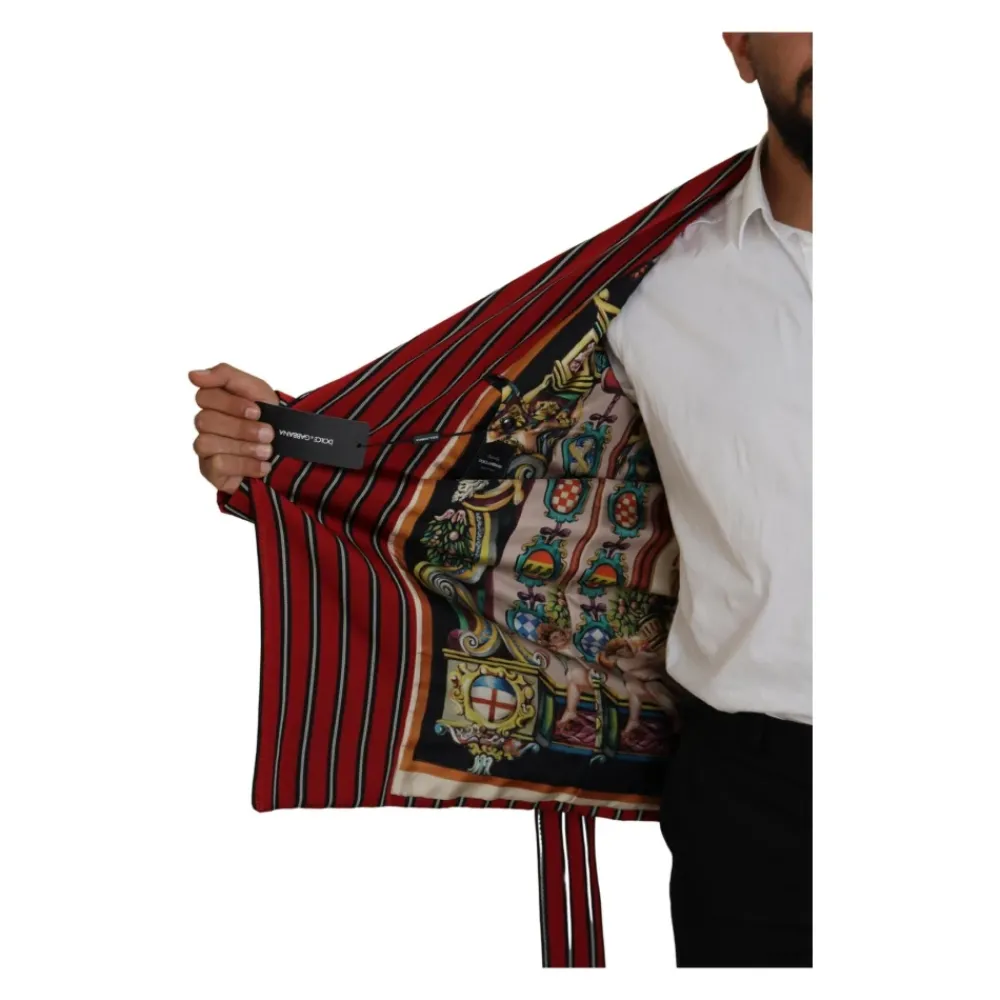 Heren Dolce & Gabbana Kostuums^Rode Gestreepte Robe Blazer