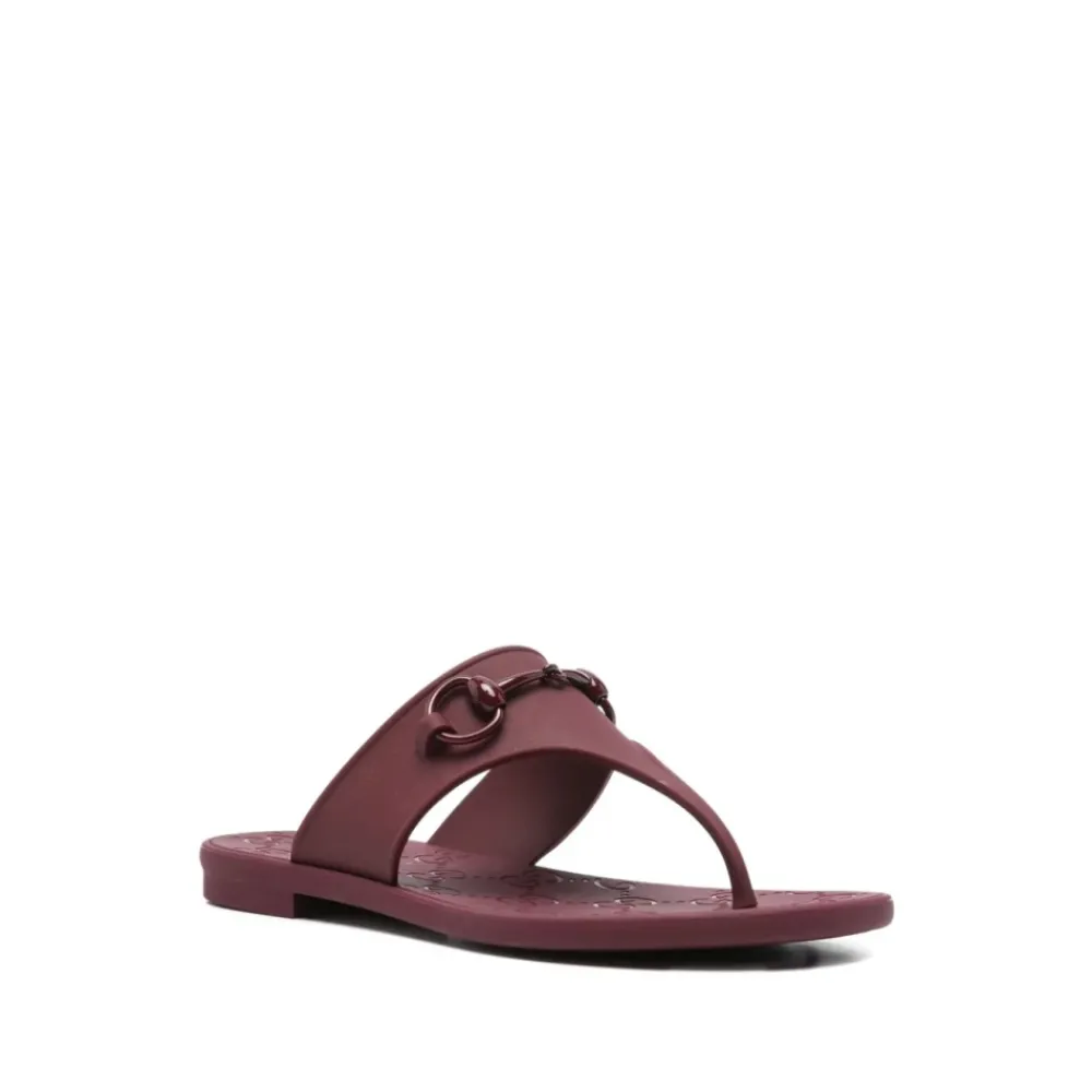 DAMES Gucci Rode Horsebit T-Bar Sandalen GG Patroon