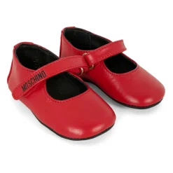Moschino Ballerina'S^Rode leren ballerina's met logoversiering