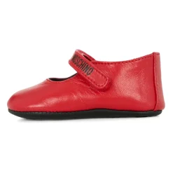 Moschino Ballerina'S^Rode leren ballerina's met logoversiering