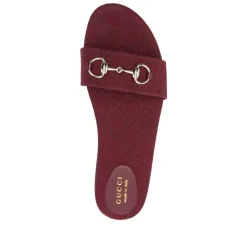 DAMES Gucci Rode Monogram Platte Sandalen