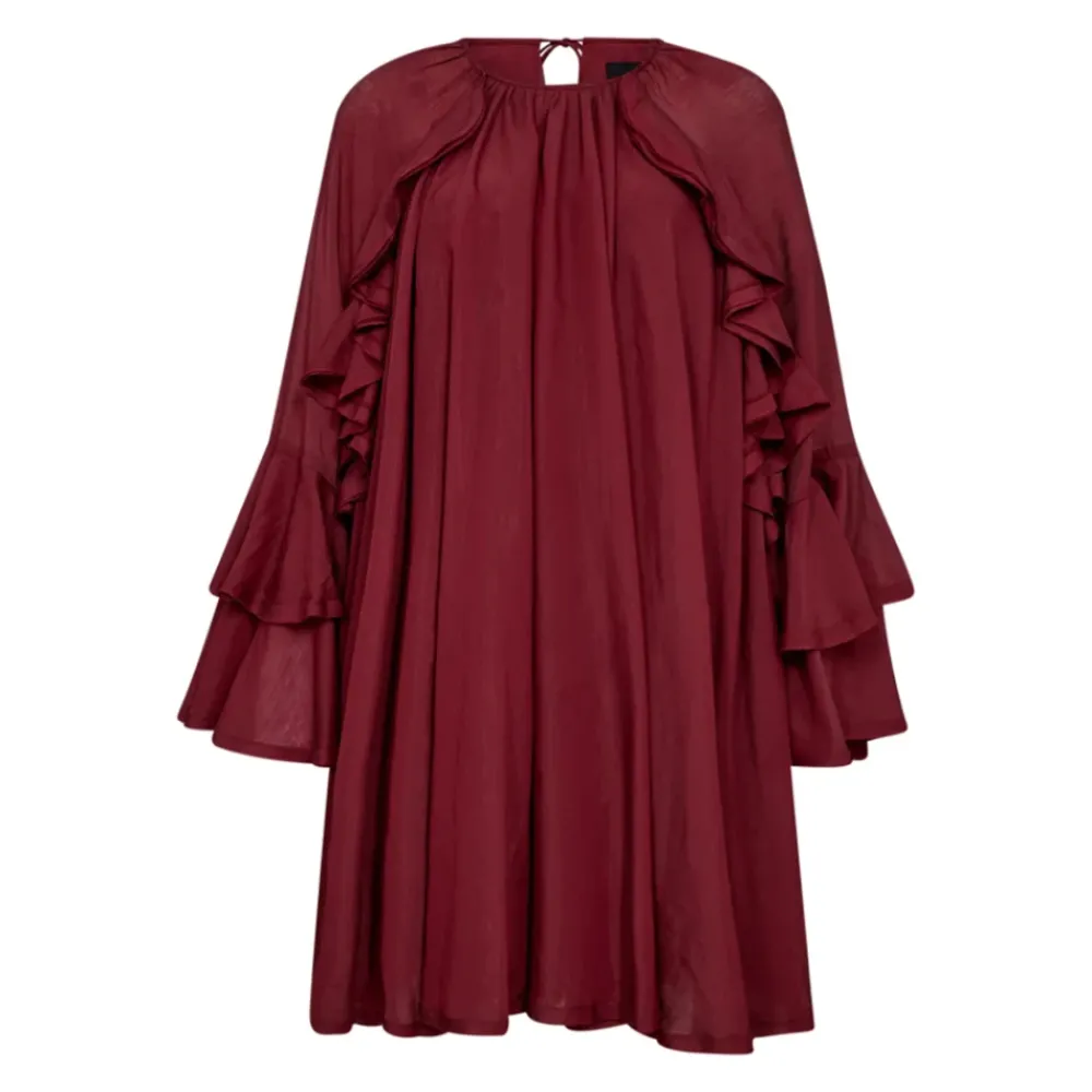 DAMES Copenhagen Muse Jurken^Rode Norma Jurk met Ruches