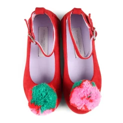 Stella McCartney Rode Suède Balletflats met Pompom