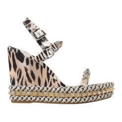 DAMES Christian Louboutin Roze Luipaardprint Sleehak Sandalen