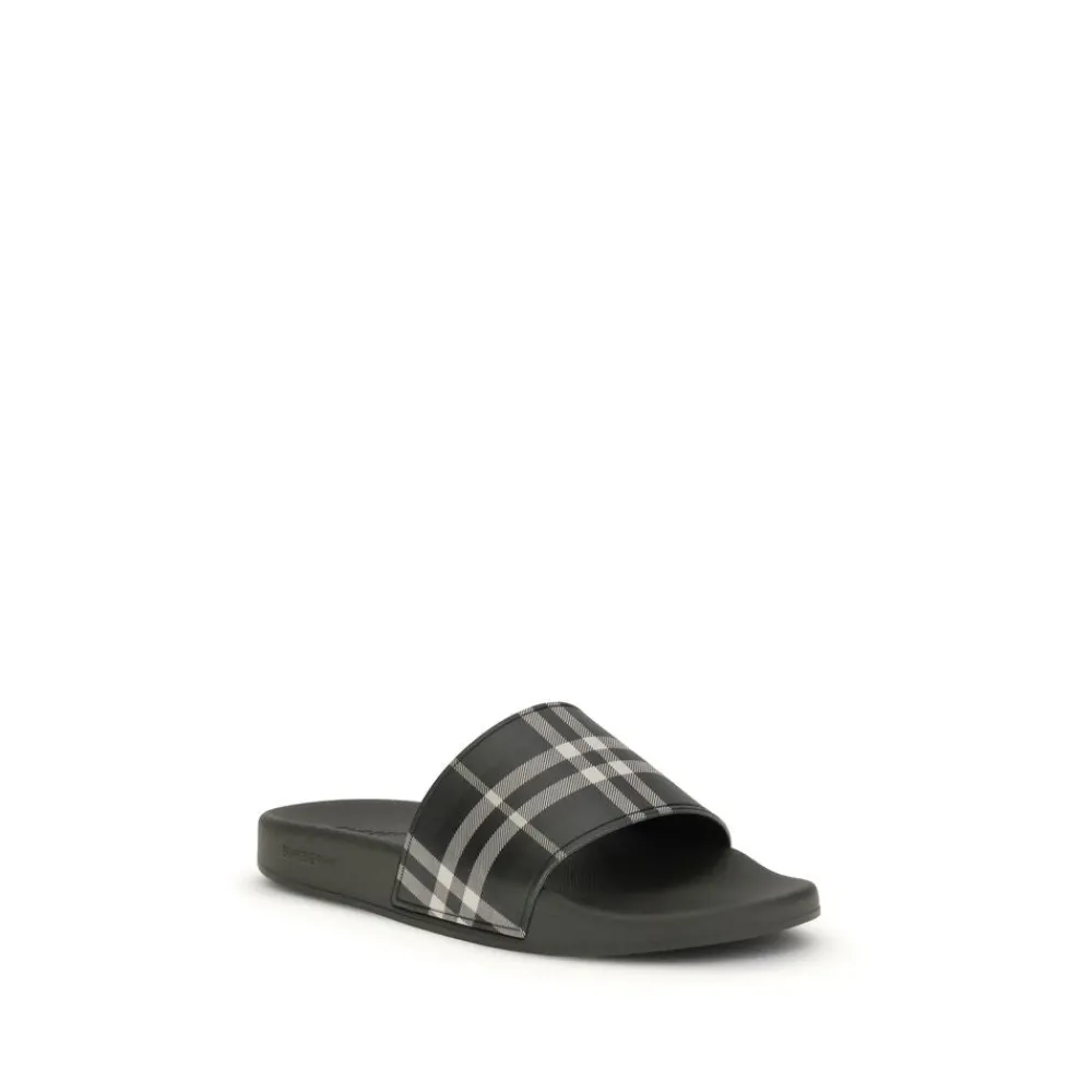 Heren Burberry Rubber Check Slippers