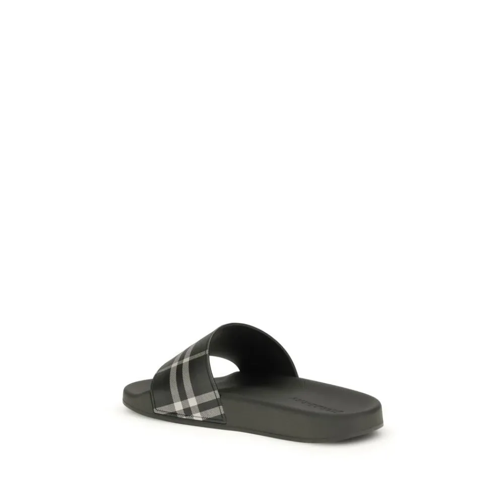 Heren Burberry Rubber Check Slippers