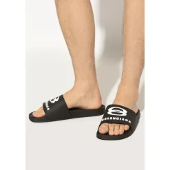 Heren Balenciaga Slippers^Rubberen slides met logo