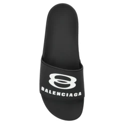 Heren Balenciaga Slippers^Rubberen slides met logo