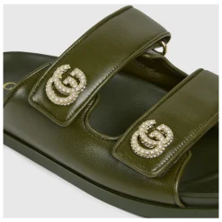 DAMES Gucci Slippers^Sandaal met Kristallen Dubbele G