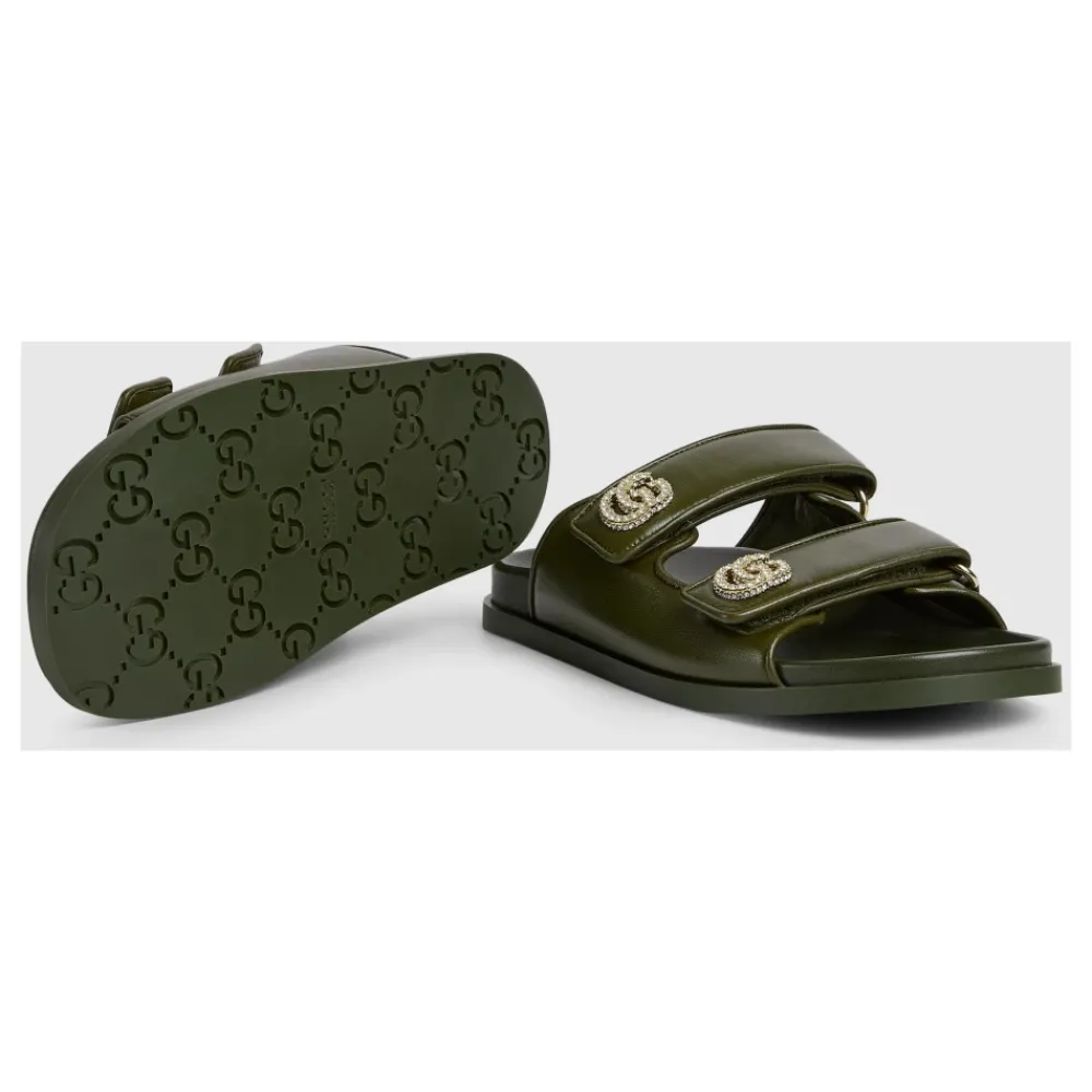 DAMES Gucci Slippers^Sandaal met Kristallen Dubbele G