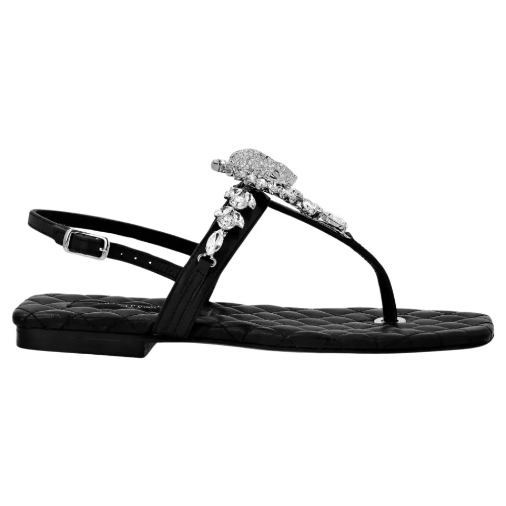 DAMES Philipp Plein Sandals Flat Crystal Skull with Crystals