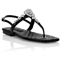 DAMES Philipp Plein Sandals Flat Crystal Skull with Crystals