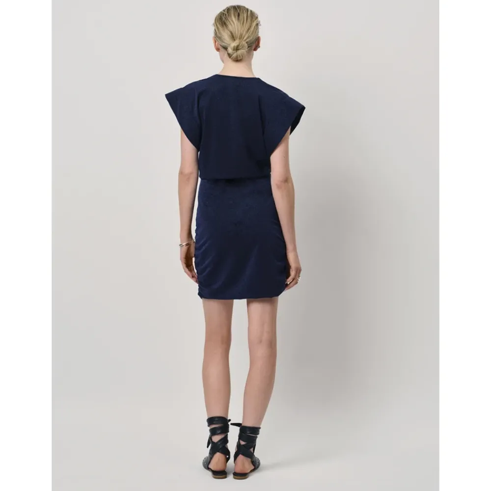 DAMES Dante 6 Sapphire Blue Lurex Mini Jurk