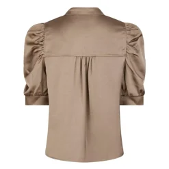 DAMES Neo Noir Sateen Blouse met Pofmouwen