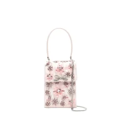 DAMES Self Portrait Heuptassen^Satijnen Clutch met Bloemmotief en Kristallen