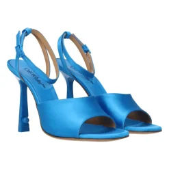 DAMES Off White Satijnen Stiletto Hak Sandalen