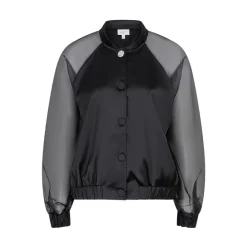 DAMES Dante 6 Jassen^Satin bomberjack met transparante mouwen