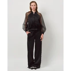 DAMES Dante 6 Jassen^Satin bomberjack met transparante mouwen