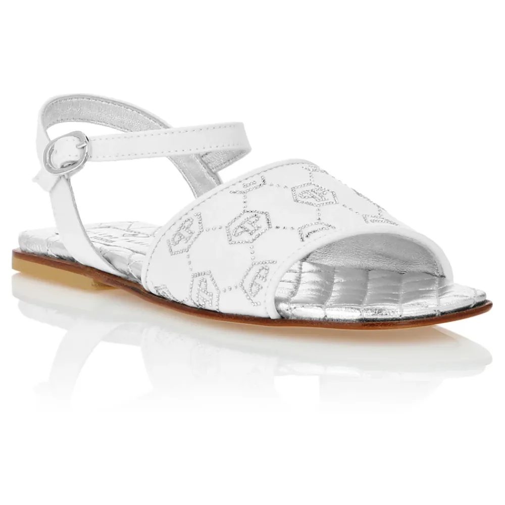 Philipp Plein Sandalen^Satin Flat Sandals Monogram Strass