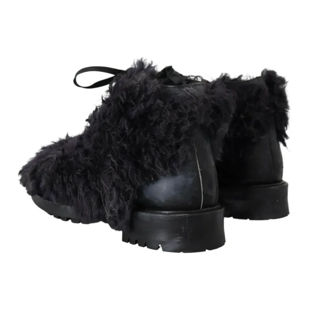 Heren Dolce & Gabbana Shearling Lace-Up Enkellaarzen