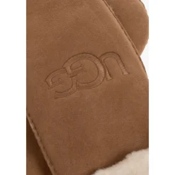 DAMES UGG Sheepskin Embroider Mittens Chestnut