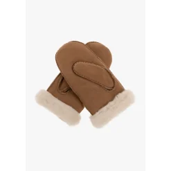 DAMES UGG Sheepskin Embroider Mittens Chestnut