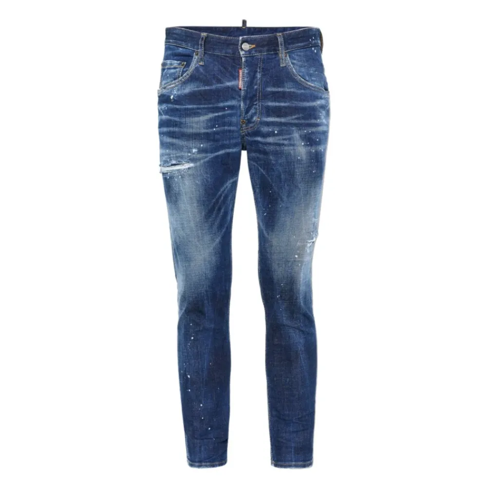 Heren Dsquared2 Skinny Jeans met Verfspatten