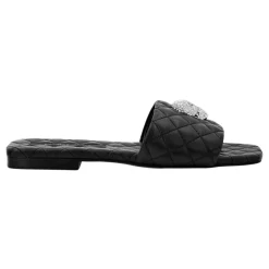 DAMES Philipp Plein Slippers^Skull-embellished Quilted Leather Slides