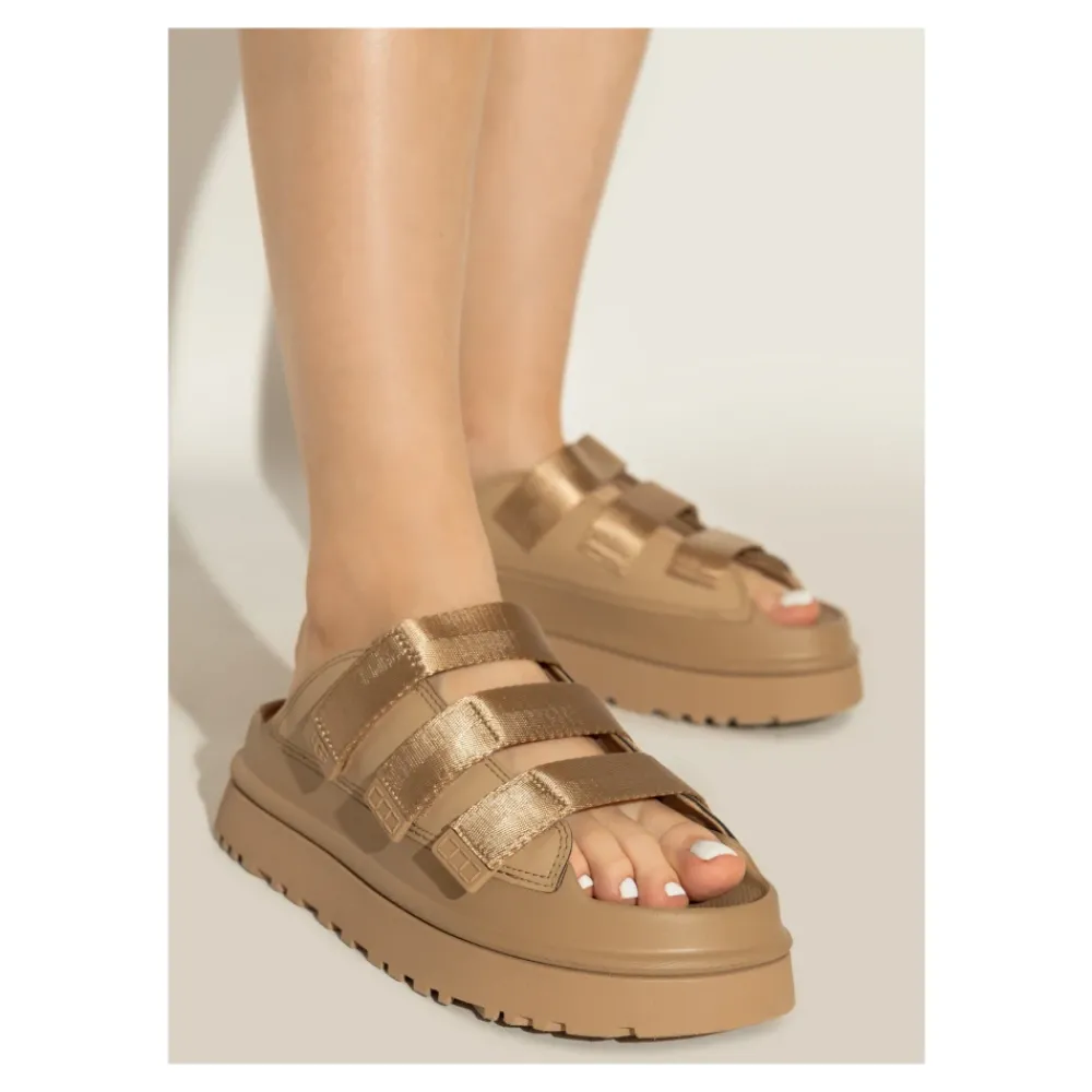 DAMES UGG Slides GoldenGlow Dark Sand