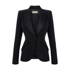 DAMES Elisabetta Franchi Slim Fit Crepe Blazer met Tuxedo Details