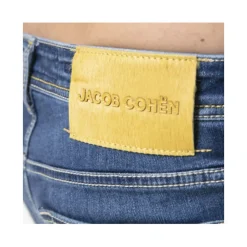 Heren Jacob Cohën Slim Fit Gewassen e Jeans met Gele Stiksels