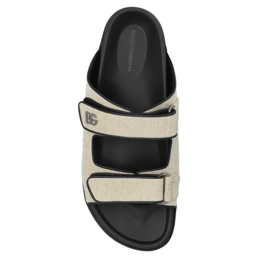 Heren Dolce & Gabbana Slippers met een logo-vormige applicatie