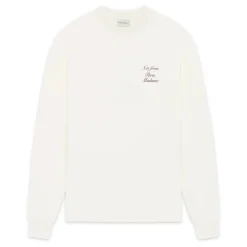 Heren Drole de Monsieur Slogan Print Lange Mouw Interlock T-shirt