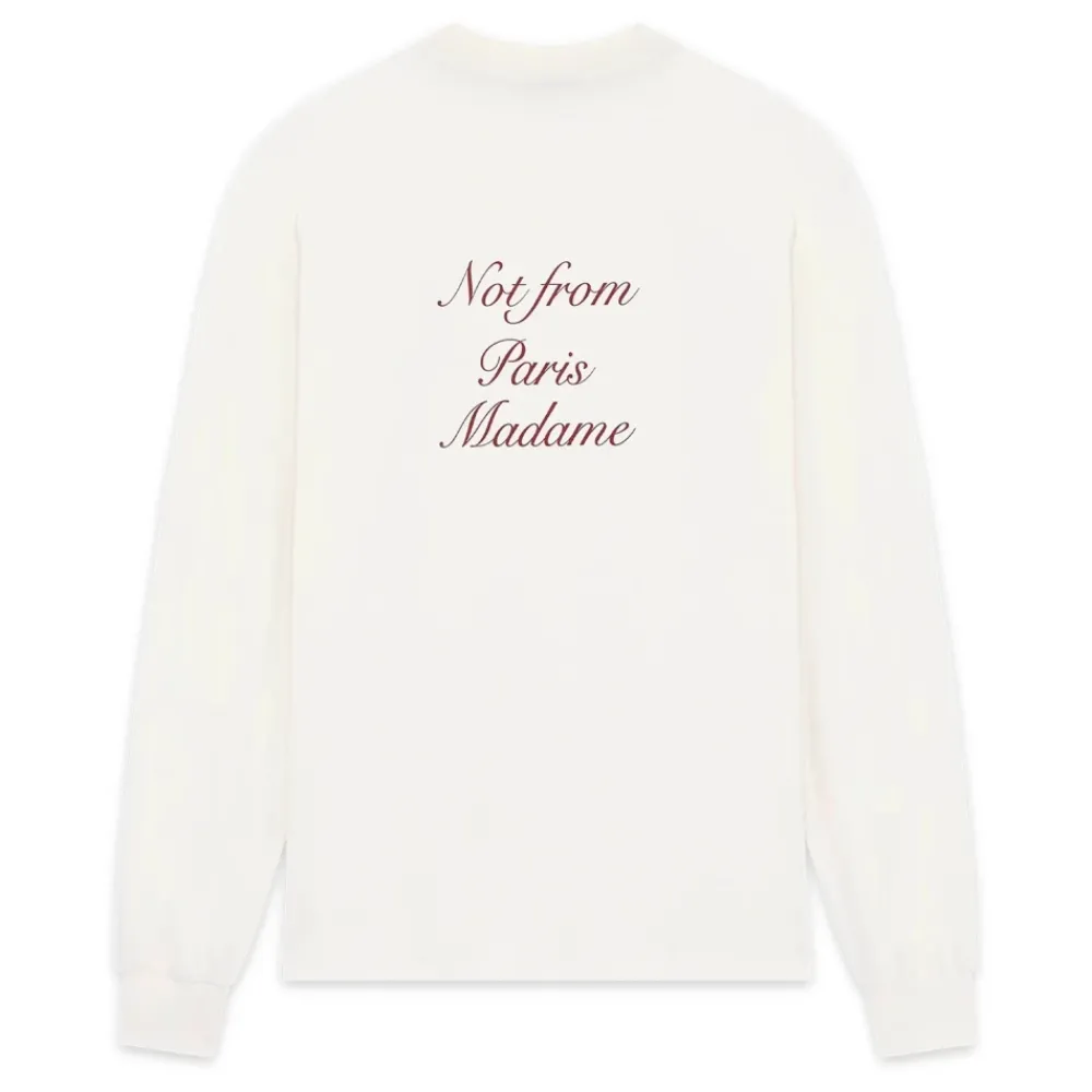 Heren Drole de Monsieur Slogan Print Lange Mouw Interlock T-shirt