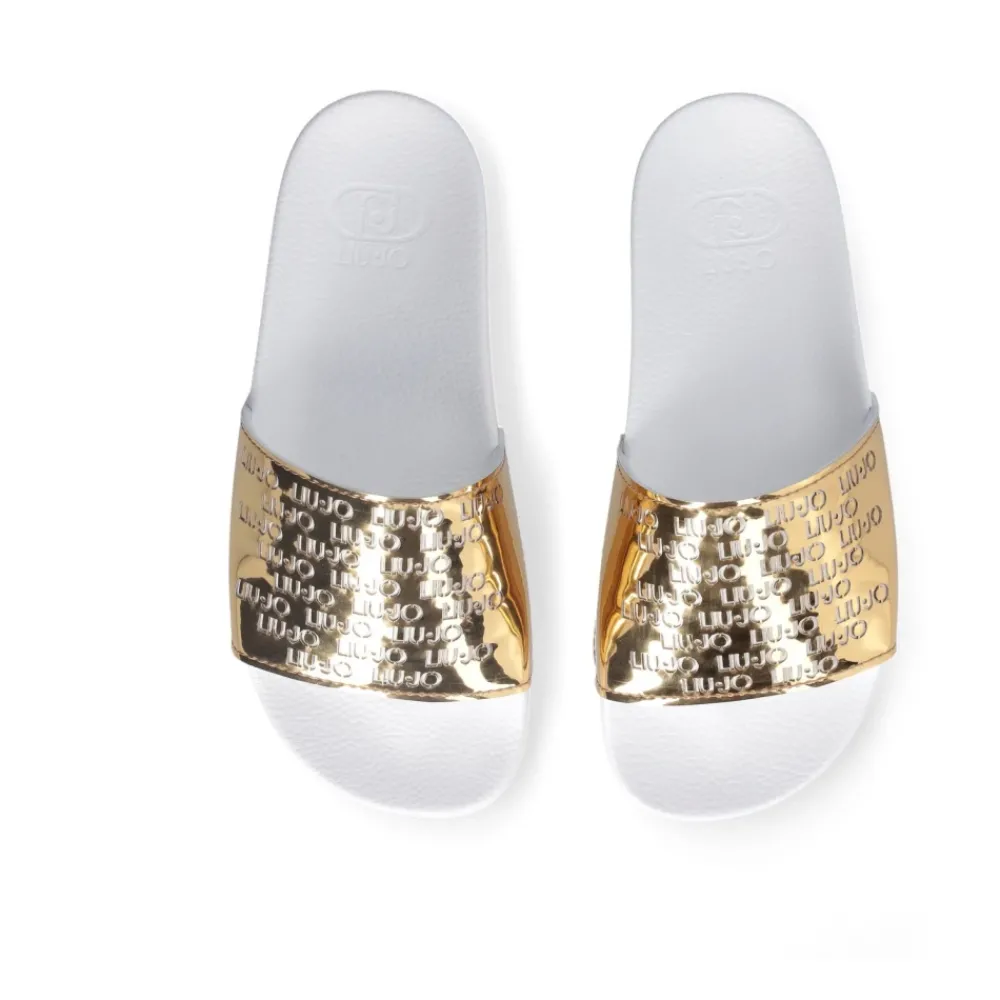DAMES Liu Jo Spiegel wit goud sandalen met logo