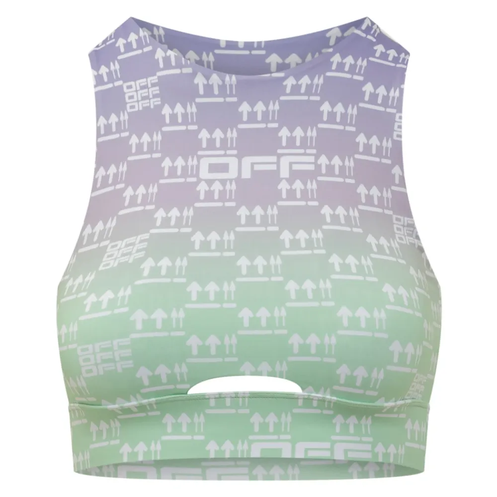 Off White Sport Bh'S & Ondergoed|Sportshirts^Sportieve Cut-Out Printed Tops