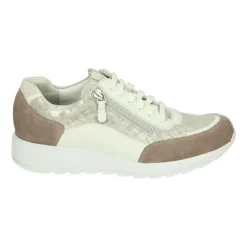 DAMES Durea Sneakers^Sportieve Lage Beige Sneakers met Uitneembaar Voetbed