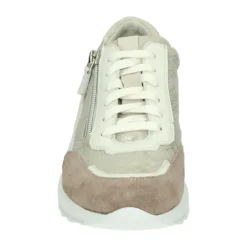 DAMES Durea Sneakers^Sportieve Lage Beige Sneakers met Uitneembaar Voetbed