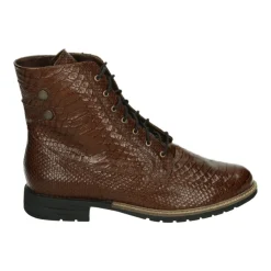 DAMES Durea Laarzen^Sportieve Mid Damesschoenen Cognac Leer